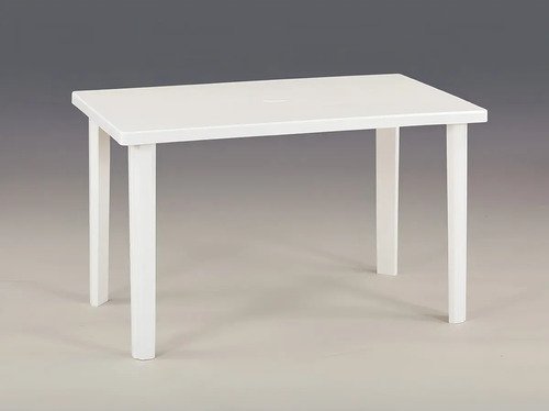 Mesa De Plastico 1.20 X 0.70 X 0.720 Pvc Reforzada P/ Jardin Patio Eventos Italiana Color Blanco - Imagen 3