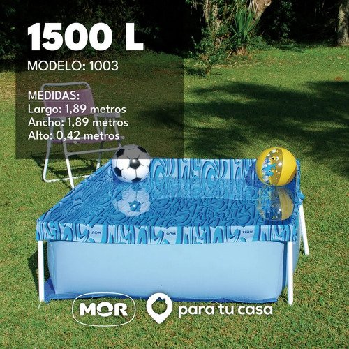Pileta Estructural Cuadrada Mor 001003 Con Capacidad De 1500 Litros 1.89x 1.89 M Azul - Imagen 6