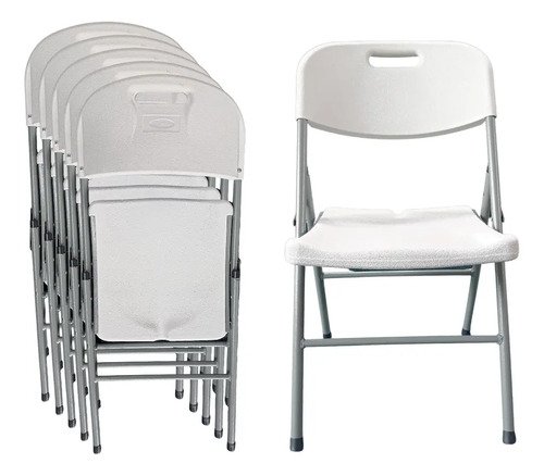 Sillas Plegables Para Eventos 6 Pz Jardin Playa O Negocio Color Blanco