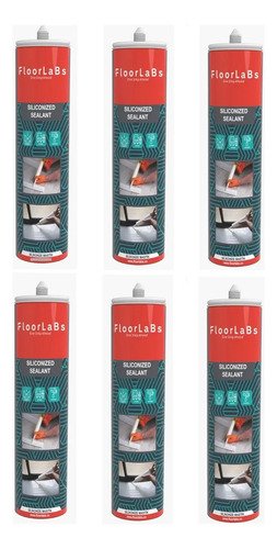 Pack 6 Sellador Acrílico Siliconado Pintable Floorlabs 500g Blanco