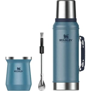 Combo Stanley Clásico, Termo Classic 940ml + Mate Acero Inox. 230ml + Bombilla - Azul Hammertone