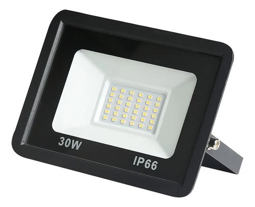 Foco Reflector Led Exterior 30 W Con 1 Año Carcasa Negro Luz Cálida