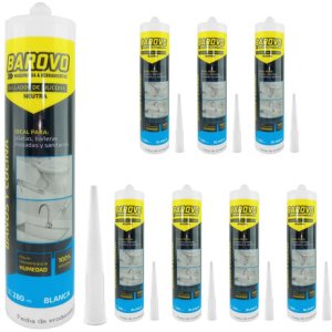 Silicona Blanca Neutra 280ml Baño Cocina P/ Pistola Pack X8