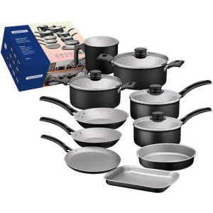 Batería De Cocina Tramontina Turim 20297964 Con 14 Piezas De Negro