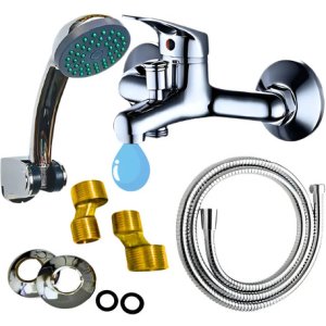 Canilla Ducha Monocomando Baño Grifería Negra Duchero Wico Plateado Cromado