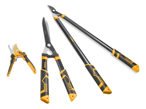 Set De Tijeras De Podar Corte Jardin 3 Piezas Ingco Color Amarillo - Imagen 2
