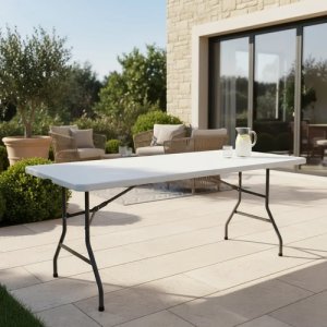 Mesa Camping Plegable Valija Jardin Playa 1.80 M Profesional Blanco