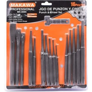 Juego De Punzon Y Cincel Makawa 16 Piezas Cromo Vanadio Mk-0065
