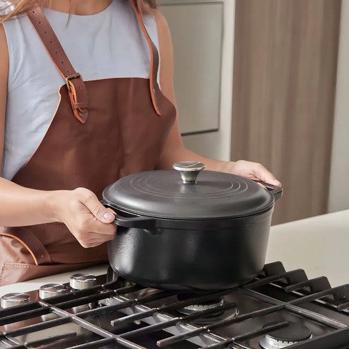 Olla De Hierro Con Tapa Curado Victoria 7 Litros 28cm Negro - Imagen 3