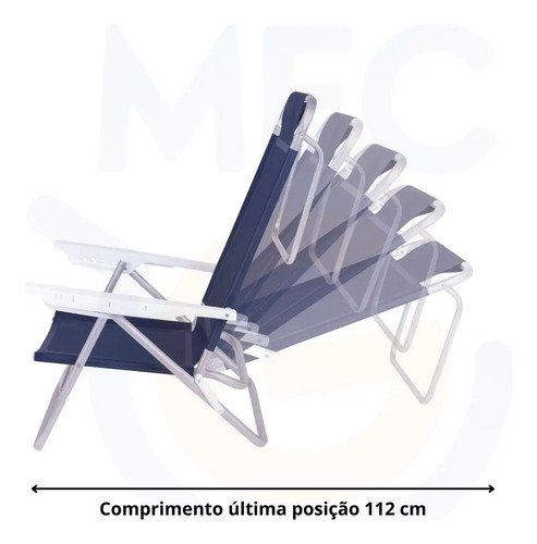Silla Reclinable De Aluminio De 6 Posiciones De Verano Praia Mor Color Blue Azul - Imagen 8