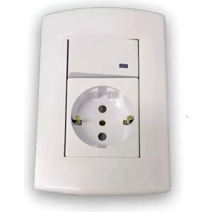 Plaqueta Sica Armada Blanca Con Llave Bipolar + Schuko Blanco