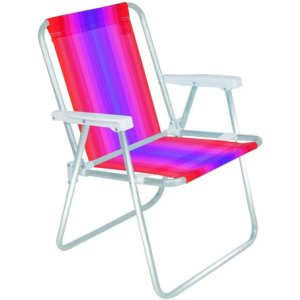 Silla Alta De Playa Sannet De Aluminio Cores Mor, Color Morado/rojo