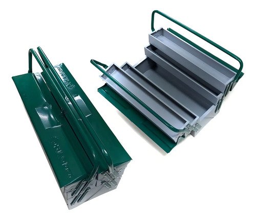 Caja De Herramientas Huaqi De Metal Con 5 Compartimentos, Gris - Imagen 2