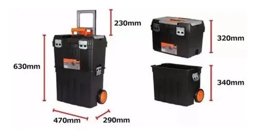 Caja De Herramientas Bahco 4750ptbw47 De Plástico Con Ruedas 290mm X 470mm X 630mm Negra Negro - Imagen 3