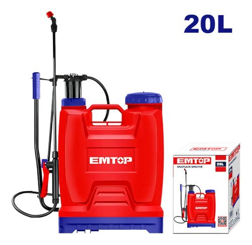 Mochila Fumigación Emtop Espp42002 20l Roja Manual Lanza Fibra Boquilla Ajustable Rojo - Imagen 2