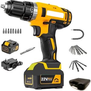 Taladro Atornillador Inalambric Percuto 2 Baterías 20v Litio Amarillo 50hz