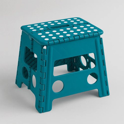 Banco Plegable Multiuso Resistente Banquito 32 Cm Alto 90 Kg Azul Oscuro - Imagen 2