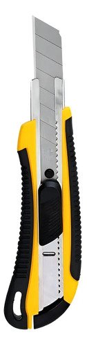 Cutter Retráctil Deli Trincheta Grande Ancho Hoja 9mm Traba Seguridad