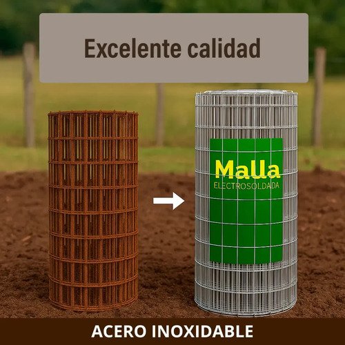 Tejido Malla Electrosoldada Galvanizada Rollo 1.0m X 25 Mts Color Alumino - Imagen 2