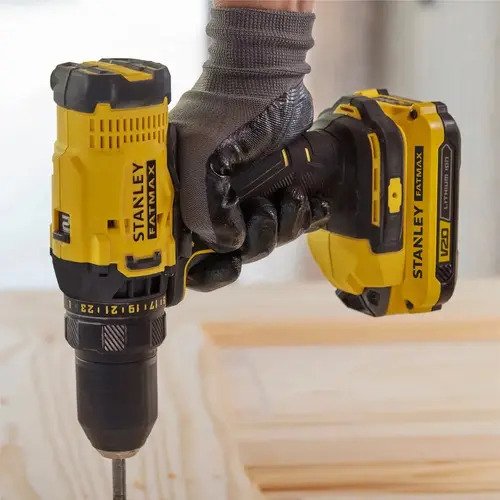Kit Taladro Atornillador 20v + 2b + Cargador+ Maleta Stanley Amarillo - Imagen 7