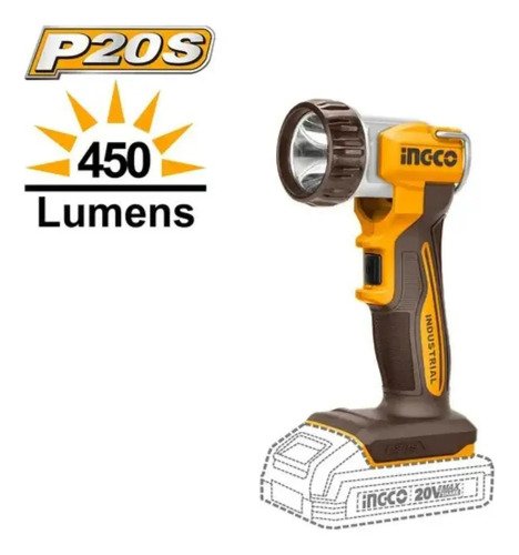 Linterna De Trabajo Ingco 20v Led 8w 450 Lumenes + Bat 4 Ah Blanco Naranja Claro - Imagen 2