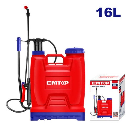 Mochila Para Fumigacion 16lts Emtop Espp41602 4,5 Bar Rojo - Imagen 2
