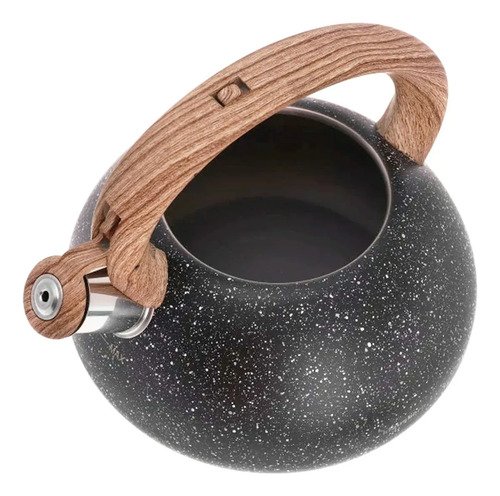 Pava Silbadora Couri Carpi De Acero Inoxidable Con Asa De Silicone With A Wood Design Negro Marmolizado - Imagen 4