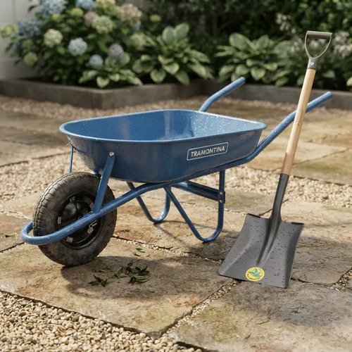 Carretilla Mano Tramontina Metal 50l Rueda Maciza Azul