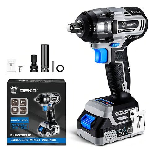 Llave Impacto 1/2'' 320nm 20v Brushless C/bat. Y Carg. Deko Gris Platino 50 Hz - Imagen 2