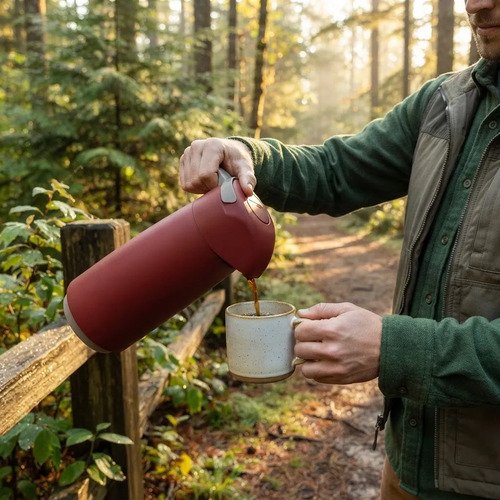 Termo Tramontina Con Sifon 1,8 L Frio Calor Exata Plastico Rojo - Imagen 3