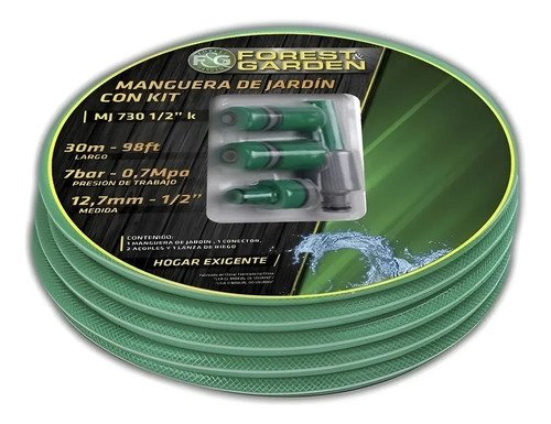 Kit De 20mt De Manguera De Jardin 1/2 Forest Y Garden Verde Oscuro