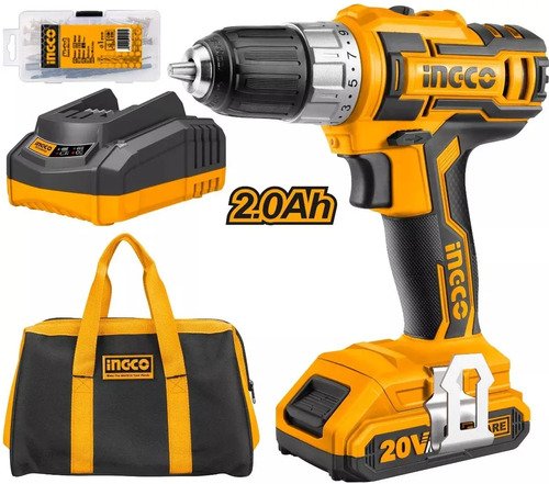 Atornillador Ingco 20v 2 Baterias 10mm C/ Bolso Cdli2002 Tyt Amarillo 50 - Imagen 2