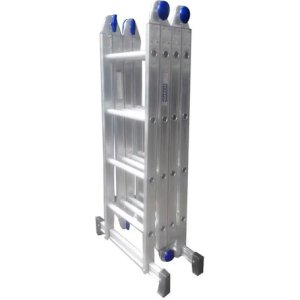 Escalera Multipropósito De Aluminio Extensible Y Plegable Real Escadas 94 De 4.63 M Y 16 Escalones Plateado