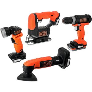 Kit Taladro Sierra Lijadora Linterna Batería Black Decker Bdck502c1