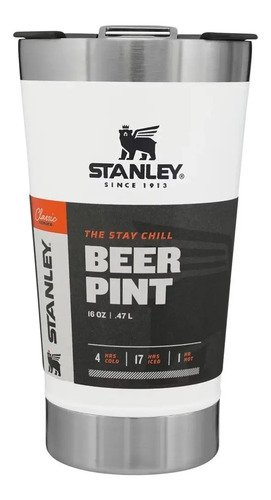 Vaso Térmico Para Cerveza Stanley Pint De Acero Inoxidable Con Abridor, 473 Ml, Color Blanco Liso - Imagen 4