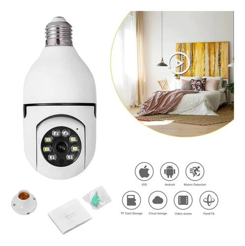 Camara Vigilancia Seguridad Ipc 600 Wifi Porta Lampara Dimm Blanco - Imagen 3