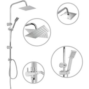 Barral Columna Baño Ducha Acero+ Roseta+ Teléfono+ Colillas  Gris