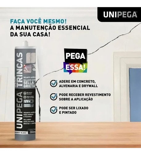 Sellador Acrílico Blanco Unipega Para Grietas Y Molduras 280ml - Imagen 6