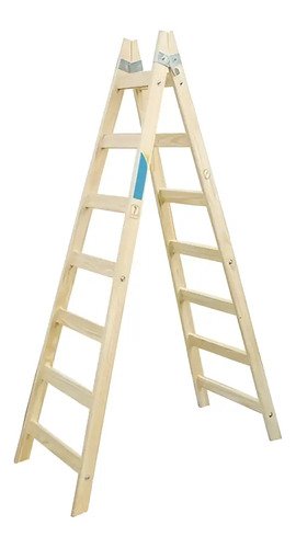 Escalera Tijera 8 Escalones Eucalipto Pintor Plegable 2.55m Madera - Imagen 2