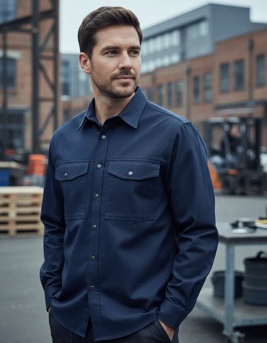 Camisa Básica Trabajo Hombre Azul Manga Larga Bring -tyt Azul L