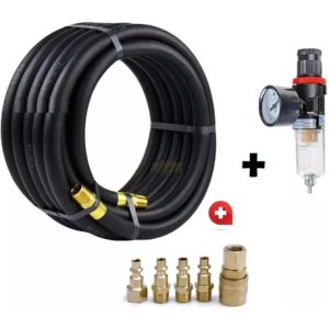 Manguera Compresor 10m + Trampa Agua + Acoples - Tyt Negro