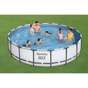 Pileta Bestway 56725redonda 19480l Acero Pvc Escalera Azul