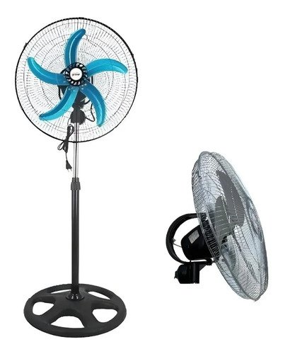 Ventilador De Pie Adkar 12 Pulgadas Plateado 50w 5 Aspas Metálicas 30.48 Cm 50 Hz 5 Aspas Azul 3 - Imagen 3