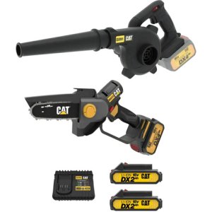 Mini Motosierra + Sopladora Cat 18v + 2 Baterias + Cargador Amarillo