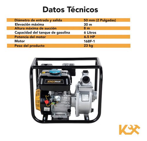 Motobomba A Nafta Kingsman Kingpump65 6.5hp - Imagen 7