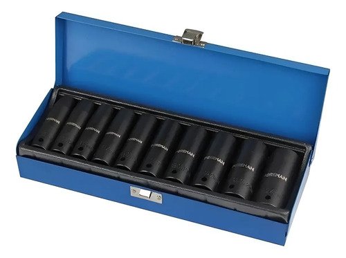 Juego De Dados De Impacto De 1/2 Foreman 10pcs Cod.12900 Tyt Negro