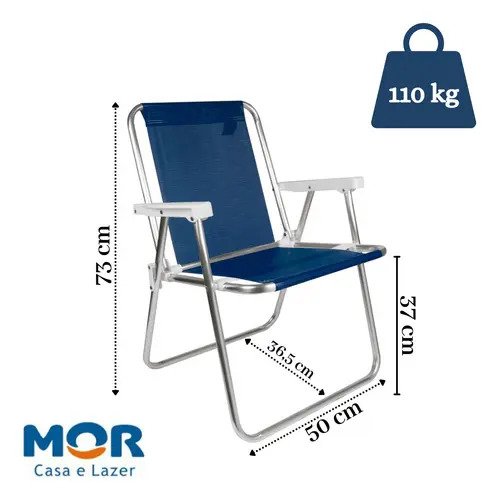 Silla Alta Aluminio Reposera Mor 110 Kg Plegable Sannet Color Azul Marino Azul Oscuro - Imagen 2
