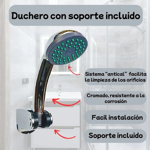 Canilla Ducha Monocomando Baño Grifería Negra Duchero Wico Plateado Cromado - Imagen 2
