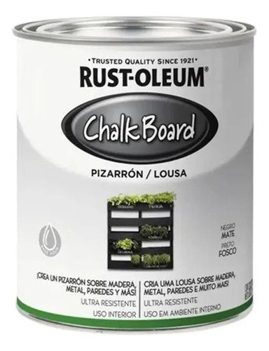 Pintura Para Pizarrón Base Agua Chalkboard 0,887l Rust Oleum Color Negro - Imagen 5