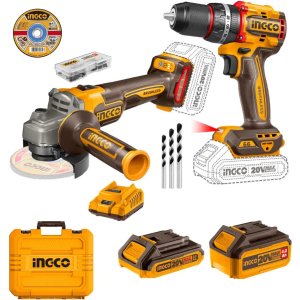 Kit Esmeril + Taladro Percutor Inalambrico Brushless Ingco